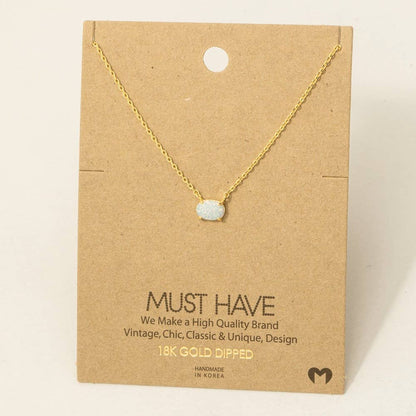 Gold Dipped Oval Opal Pendant Necklace: G