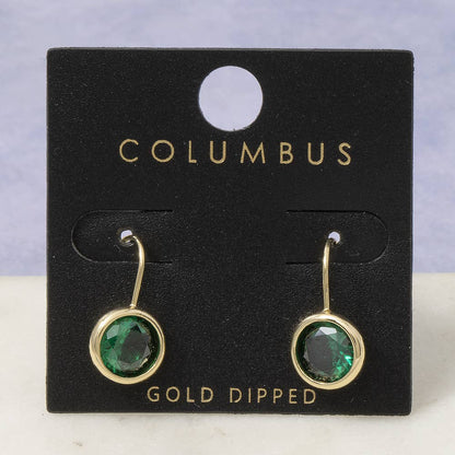 Gold Dipped Round Cz Bezel Drop Earrings: 2SILVER