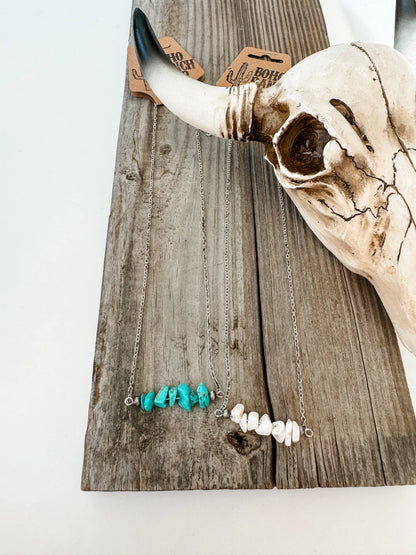 Bar Chip Stone Necklace - Western Pendant Necklace: TURQUOISE