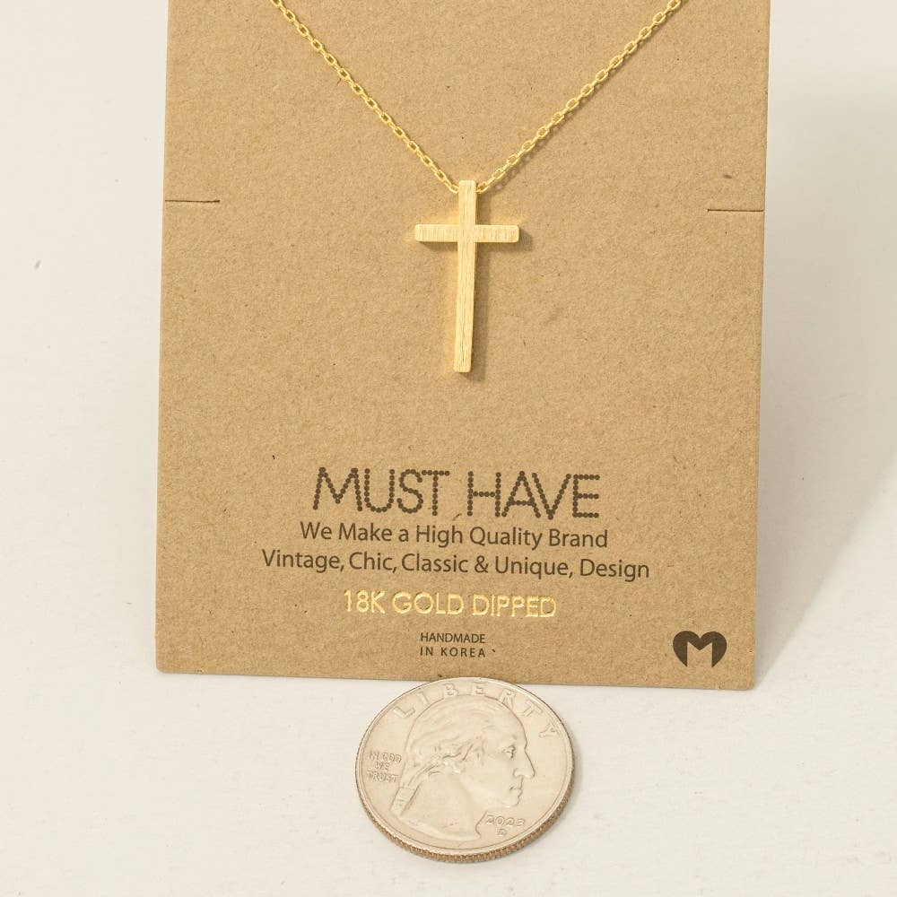 Gold Dipped Cross Pendant Necklace: G