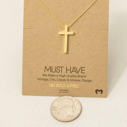 Gold Dipped Cross Pendant Necklace: G