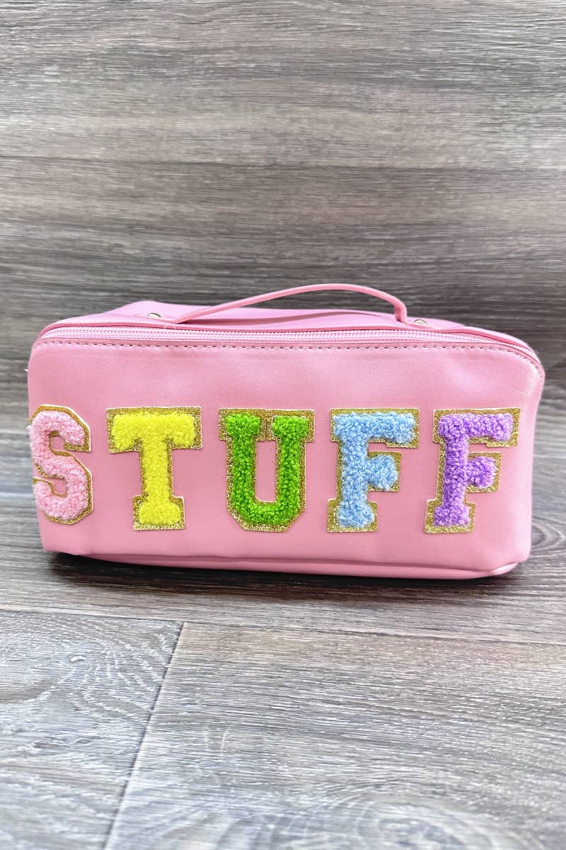 PU MAKEUP BAG WITH STUFF : Pink