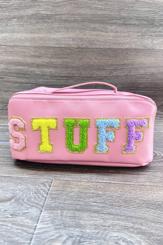 PU MAKEUP BAG WITH STUFF : Pink