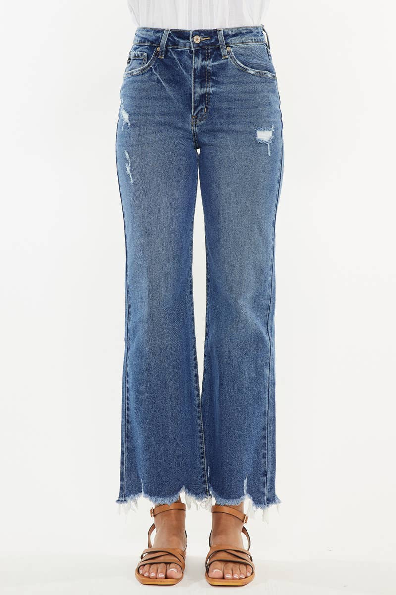 OPEN PACK HIGH RISE SLIM WIDE LEG JEANS-KC2529M-OP: MEDIUM