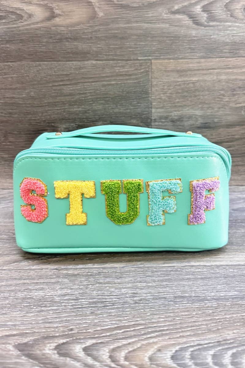 PU MAKEUP BAG WITH STUFF : Turquoise