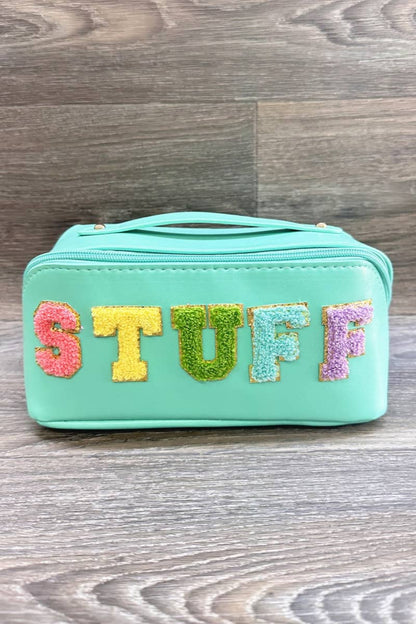 PU MAKEUP BAG WITH STUFF : Turquoise