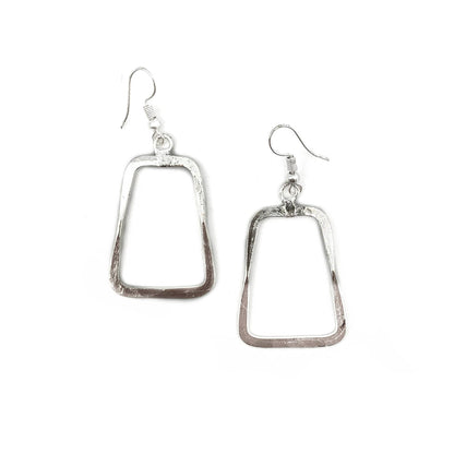 Silver Plated Earrings - Silver Trapezoid