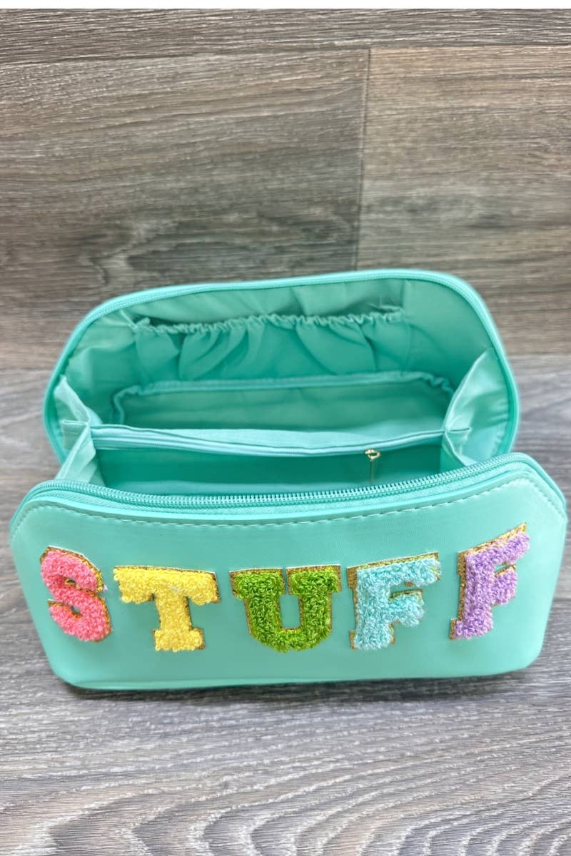 PU MAKEUP BAG WITH STUFF : Turquoise