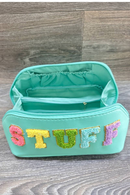 PU MAKEUP BAG WITH STUFF : Turquoise