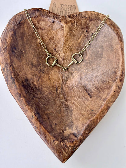 Western Style Rhinestone Horsebit Pendant Necklace