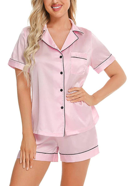 Basic Contrast Piping Lounge Set: Pink