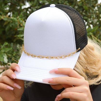 Trucker Hat Chain: Hammered Oval Chain: Gold