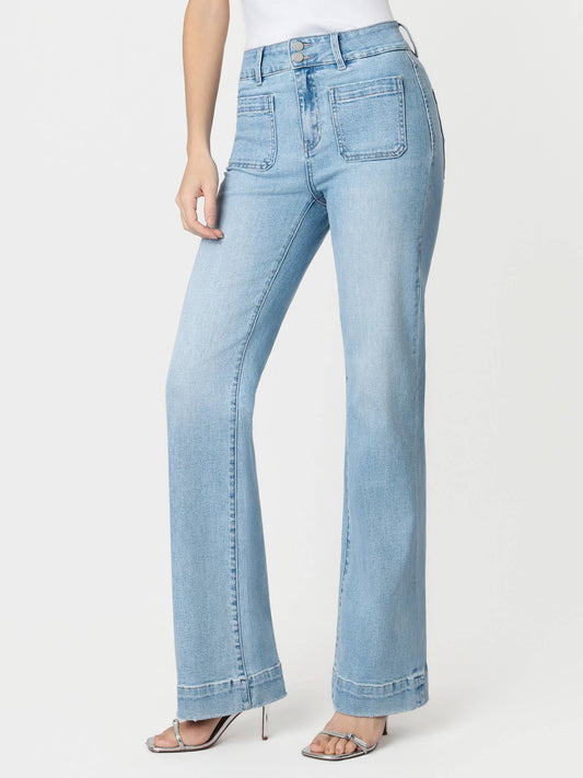90'S VINTAGE SUPER HIGH RISE FLARE JEANS F5655: BANG ON BLUE