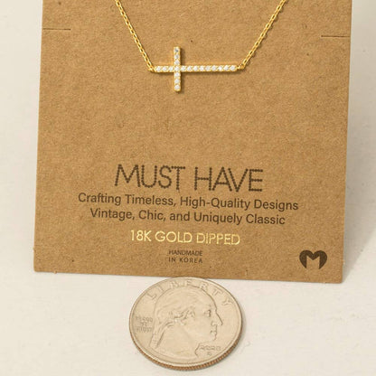 Cross Jewel Pendant Necklace: R