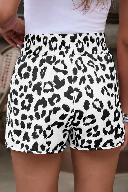 66 Leopard/Checkered High Waisted Athletic Shorts (S-XL): Black Leopard / Missy