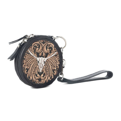 Rustler's Relic Handtooled Leather Coin Pouch in Amber Tan: Amber Tan