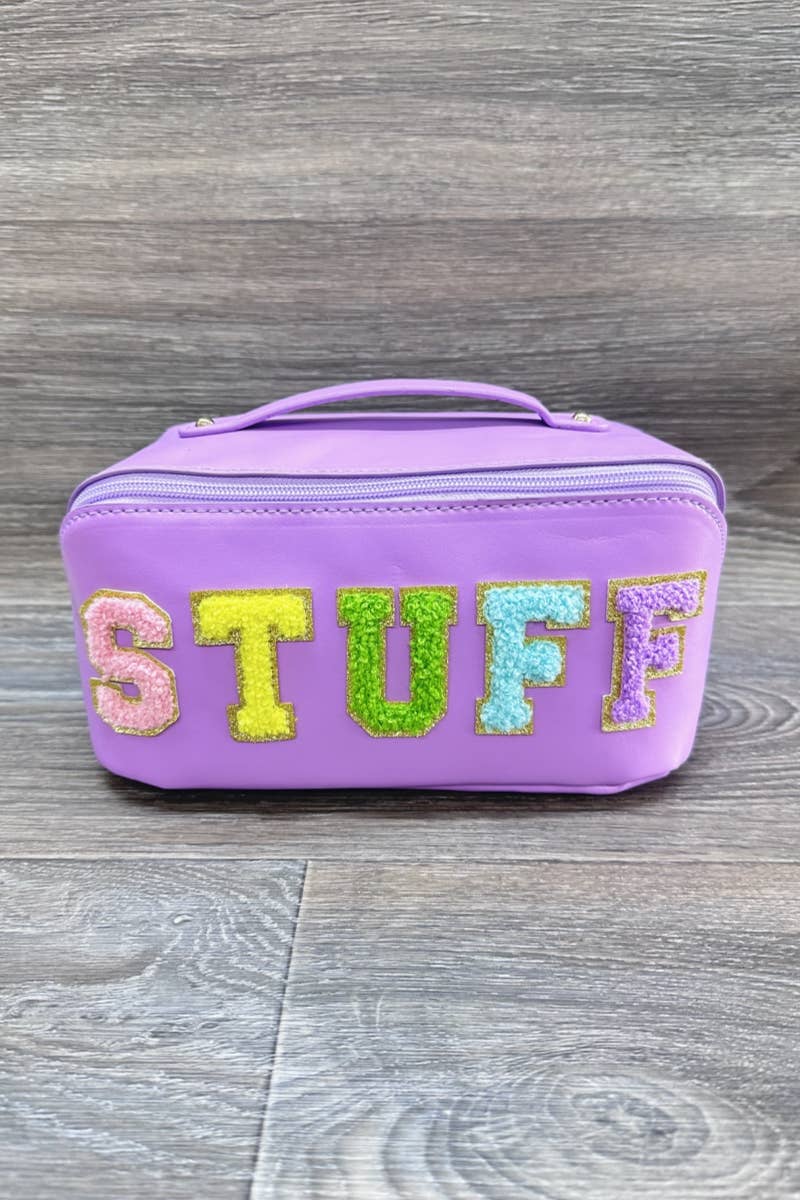 PU MAKEUP BAG WITH STUFF : Purple