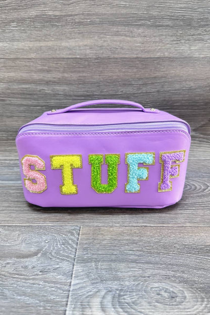 PU MAKEUP BAG WITH STUFF : Purple
