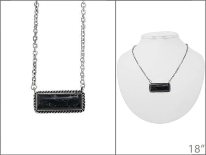 Western Semi Stone Bar Necklace: BLACK