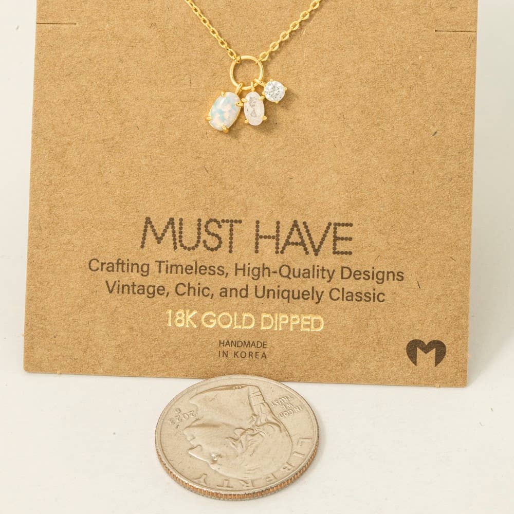 Dainty Opal Crystal Charm Necklace: S