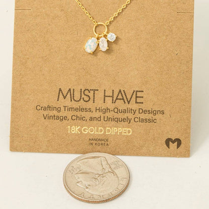 Dainty Opal Crystal Charm Necklace: S