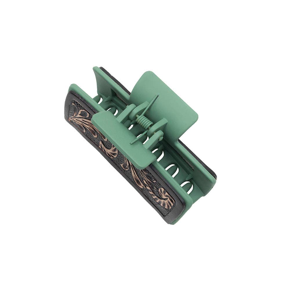 Western Spirit Hair Comb Clip: Hand-Tooled