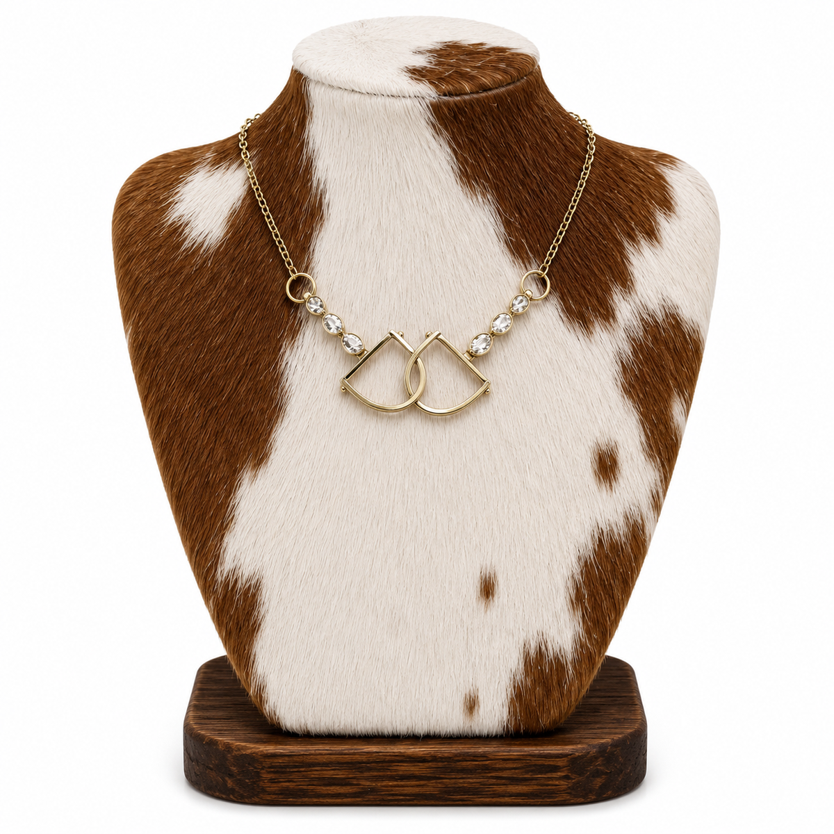 Western Horse Bit Turquoise Stone Pendant Necklace: Gold