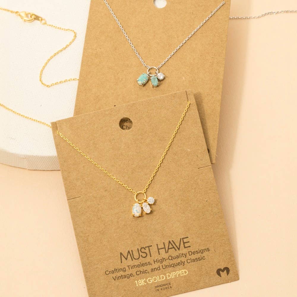 Dainty Opal Crystal Charm Necklace: G