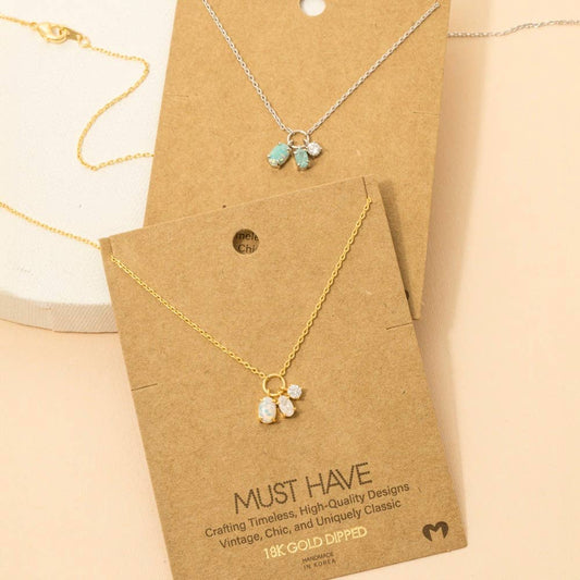 Dainty Opal Crystal Charm Necklace: G