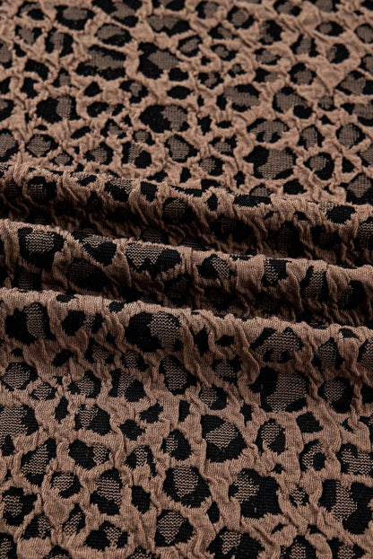 Leopard Ribbed Trim Long Sleeve Top