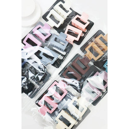 Matte Color Rectangle Medium Hair Clip: MIX COLOR