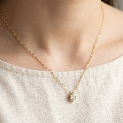 Teardrop Cz Pendant Chain Necklace: G