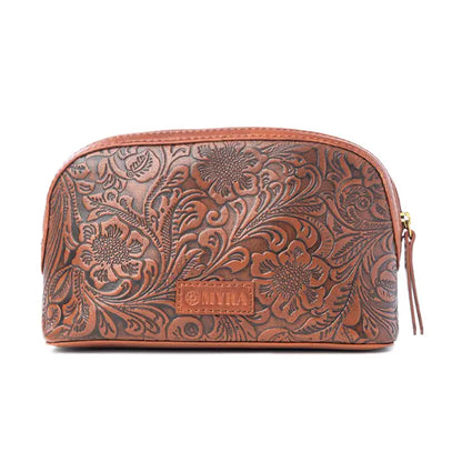 Saddlefire Embosssed Leather Multi Pouch in Desert Oak