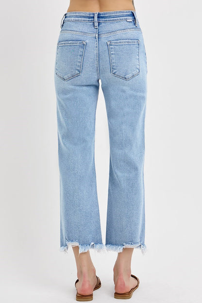 RISEN MID RISE CROP STRAIGHT JEANS