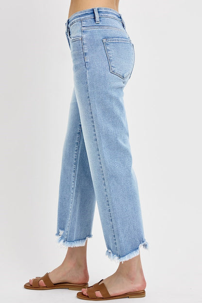 RISEN MID RISE CROP STRAIGHT JEANS