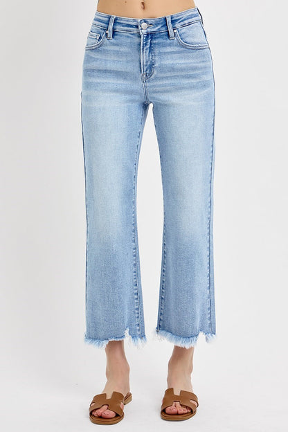 RISEN MID RISE CROP STRAIGHT JEANS