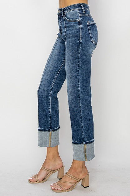 RISEN HIGH RISE STRAIGHT JEANS