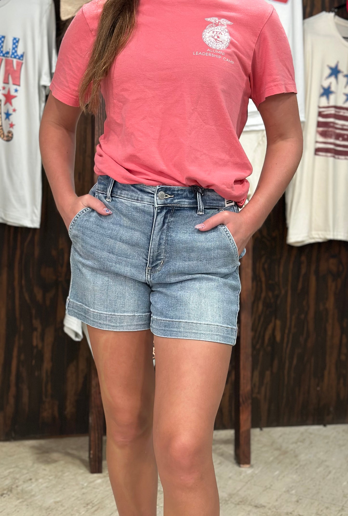 Judy Blue Mid Rise Trouser Denim Shorts
