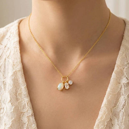 Dainty Opal Crystal Charm Necklace: S