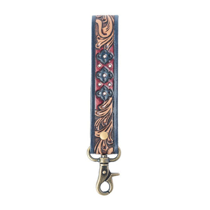 Wild Garnet Handtooled Leather Keyfob in Canyon Shadow: Canyon Shadow