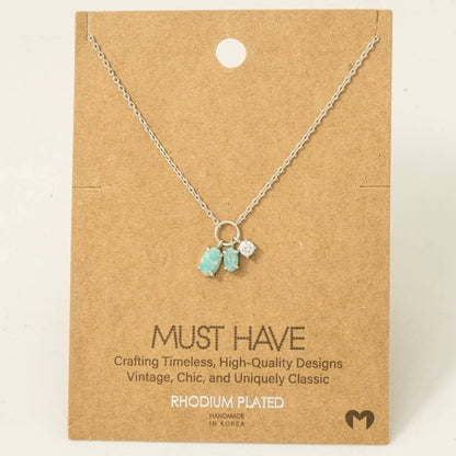 Dainty Opal Crystal Charm Necklace: S