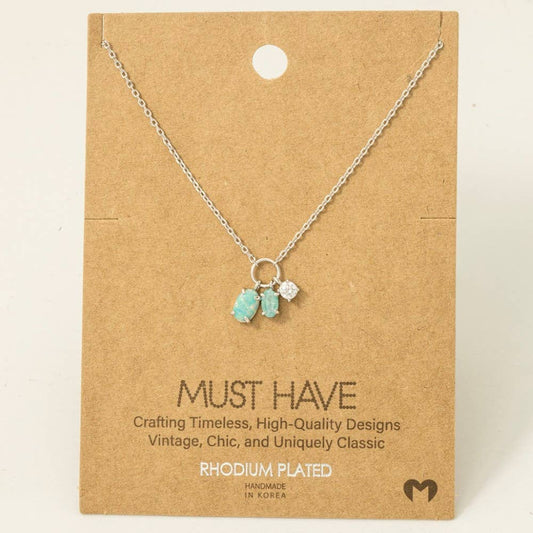 Dainty Opal Crystal Charm Necklace: S
