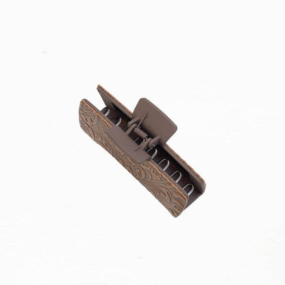 Soilcrest Embossed Leather Hair Clip in Cedar Brown: Cedar Brown