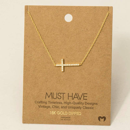 Cross Jewel Pendant Necklace: R
