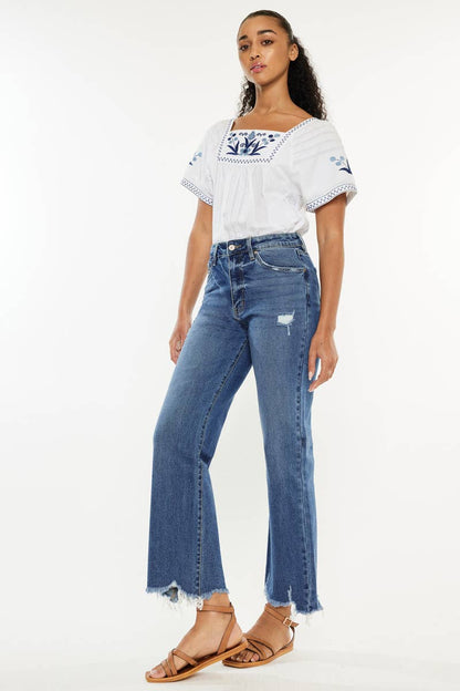 OPEN PACK HIGH RISE SLIM WIDE LEG JEANS-KC2529M-OP: MEDIUM
