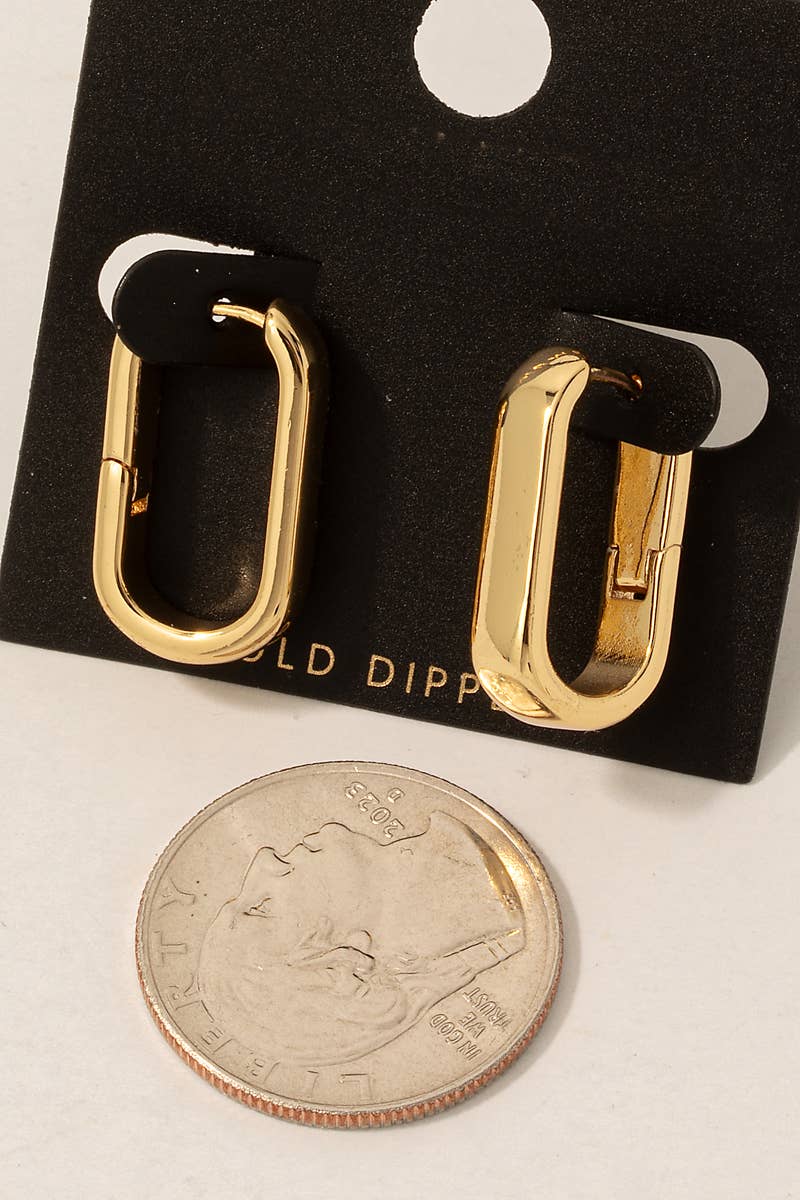 Gold Dipped Wide Oval Hinge Hoop Earrings: Gold