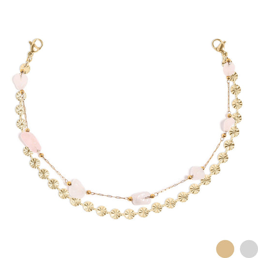 Trucker Hat Chain: Oval & Crystal Stone Layered Chain Set: gold