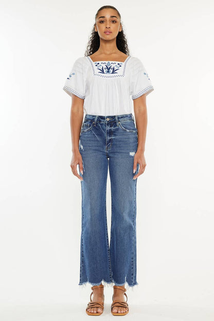 OPEN PACK HIGH RISE SLIM WIDE LEG JEANS-KC2529M-OP: MEDIUM