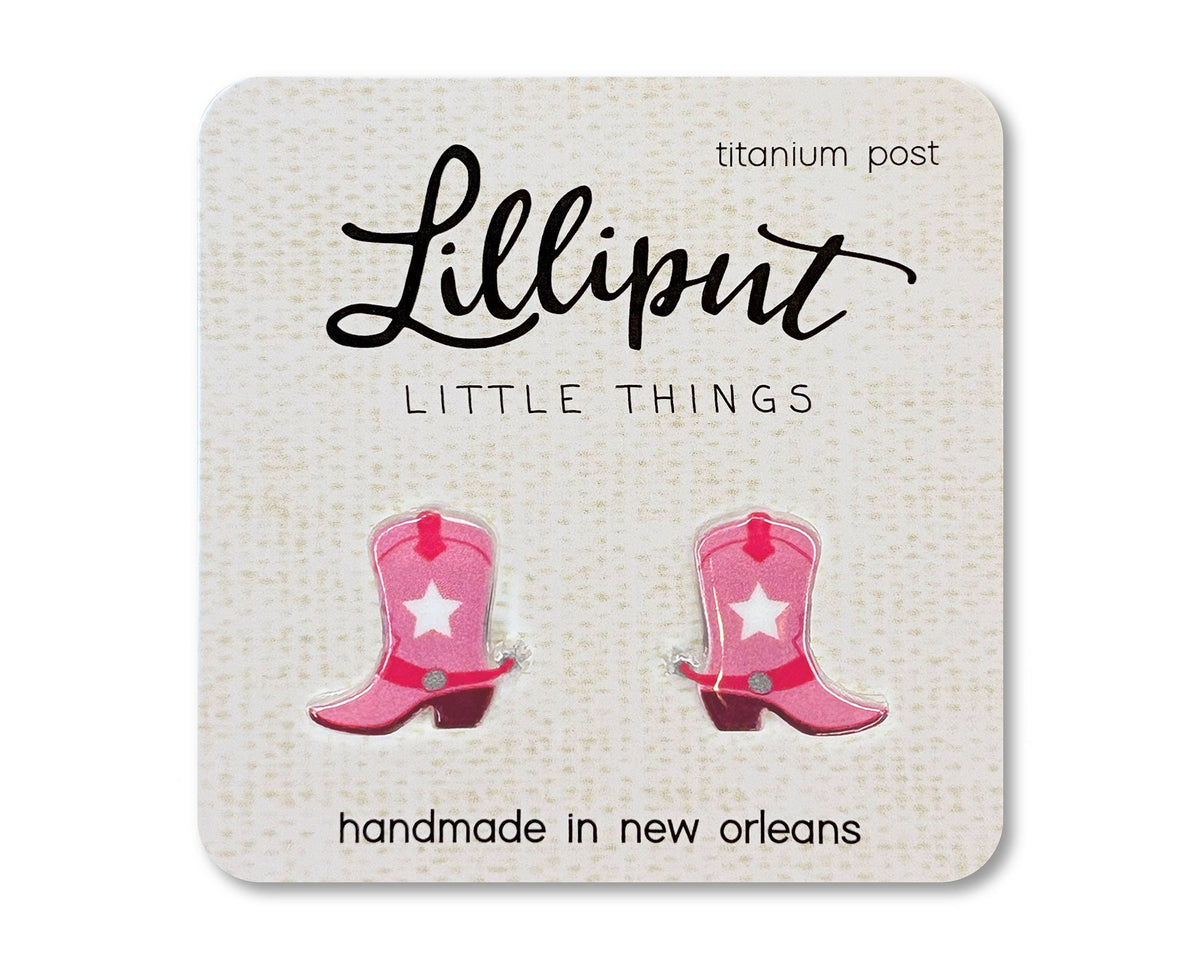 Pink Cowgirl Boot Earrings // Pink Western Earrings