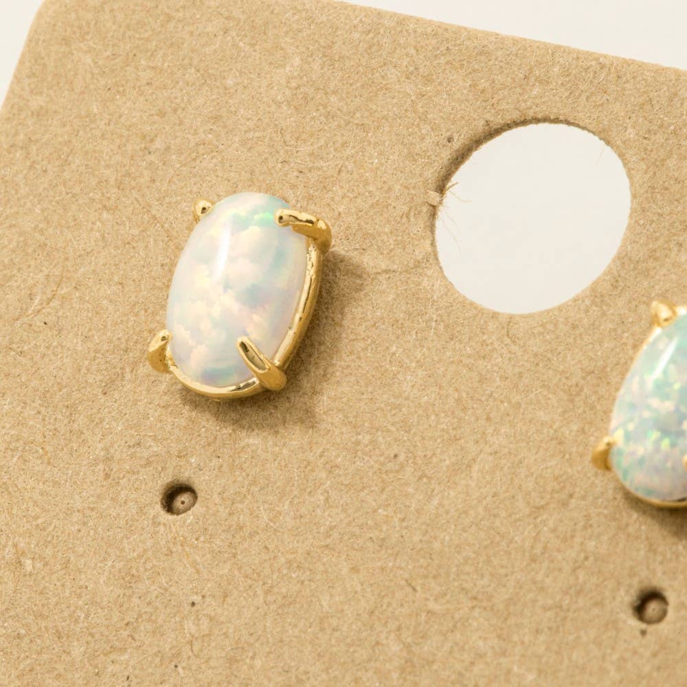 Gold Dipped Opal Stone Stud Earrings: G
